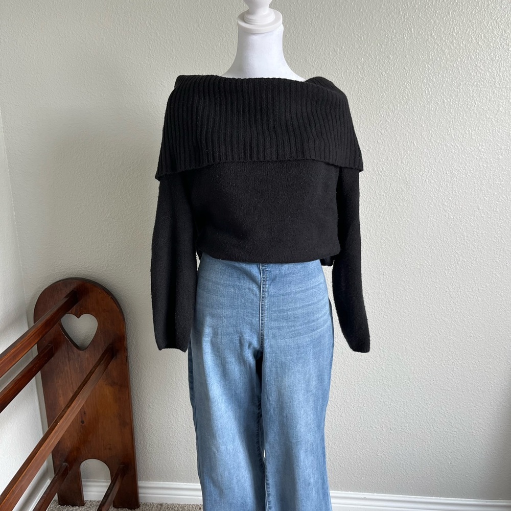 Old Navy Black Off-Shoulder Sweater